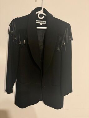 New Frontier Black Fringe-Shoulder Blazer